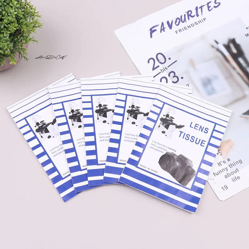 50 pezzi / carta per lenti 10 * 15 cm carta per pulire lenti grandi microscopio a specchio singolo
