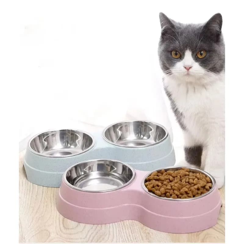 Ciotola per animali domestici, rotonda, moderna, di nuovo design, isolata a colori, portatile, a doppia parete, in acciaio inossidabile