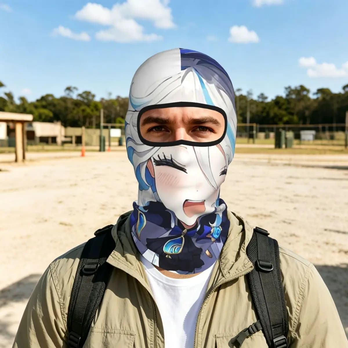 Genshin Impact Breathable Thin Balaclava Full Face Mask Sun Protection Neck Gaiter For Motorcycle Cycling Fishing Outdoor