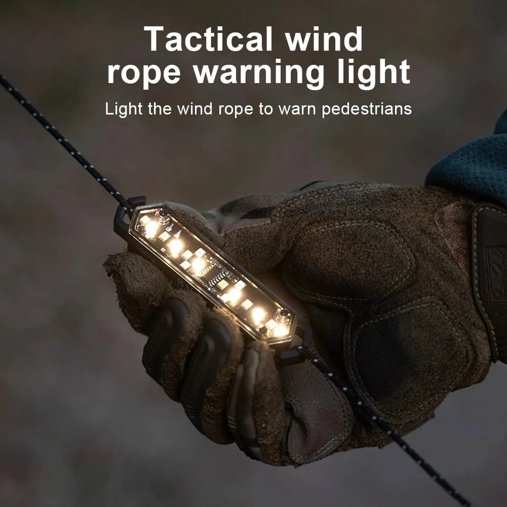 Wind Rope Buckle Light IPX4 Waterproof Wind Rope Warning Light Stepless Dimming Tent String Lamp for Outdoor Camping Picnic