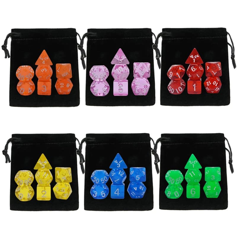 Set di dadi DND da 7 pezzi con borsa con coulisse, ideale per Dungeons and Dragons, accessori per giochi da tavolo per giochi da tavolo DND RPG