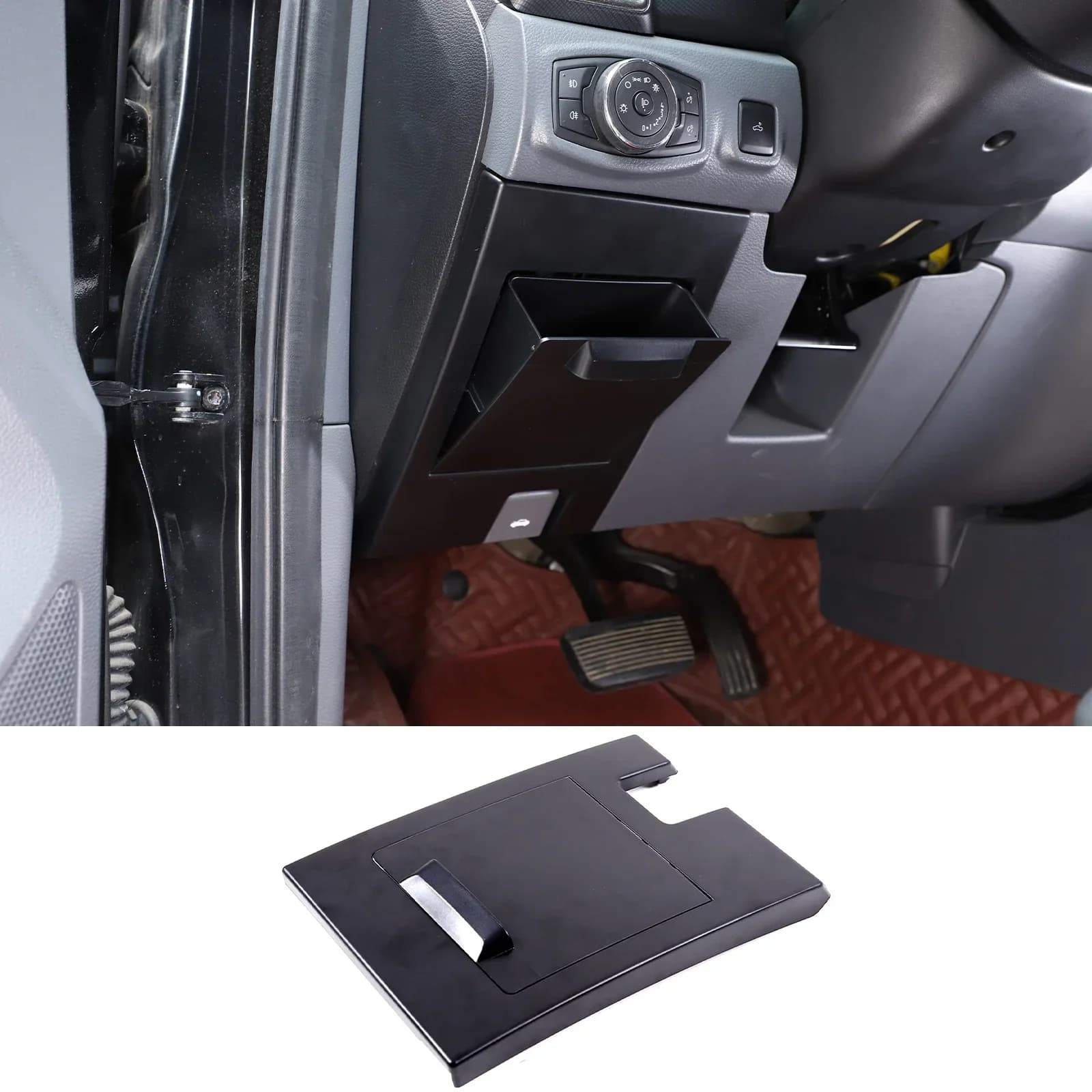 For Ford Ranger T7 T8 2015-21 ABS Black Car Dashboard Driving Position Fuse Storage Box Hidden Storage Box Trim Car Accessories
