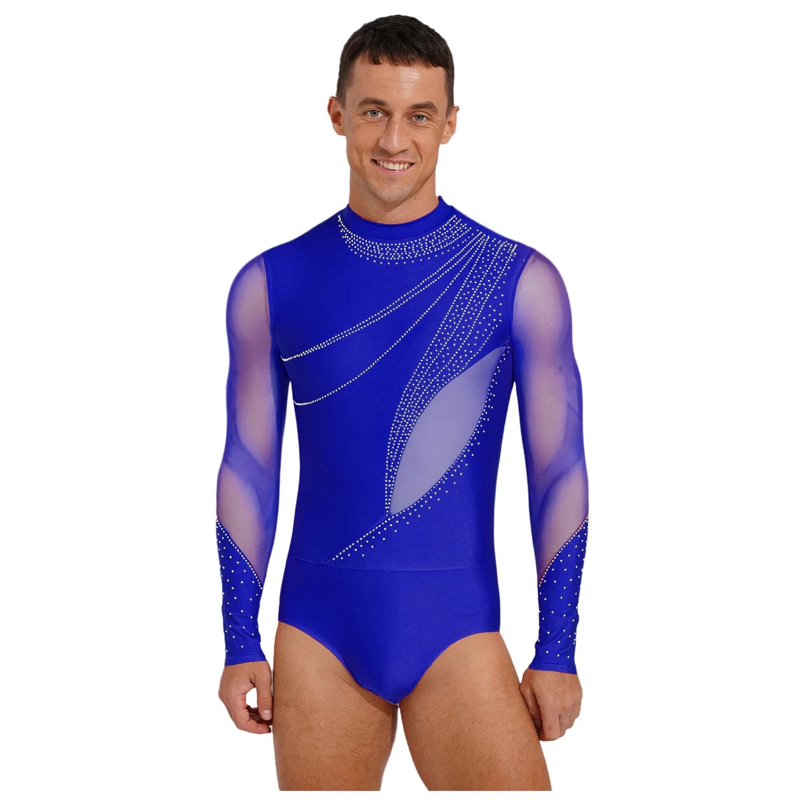 Body da ginnastica da uomo Pattinaggio di figura Balletto Tuta da ballo latino Tango latino Costume da spettacolo di danza Acrobazia Tuta Top