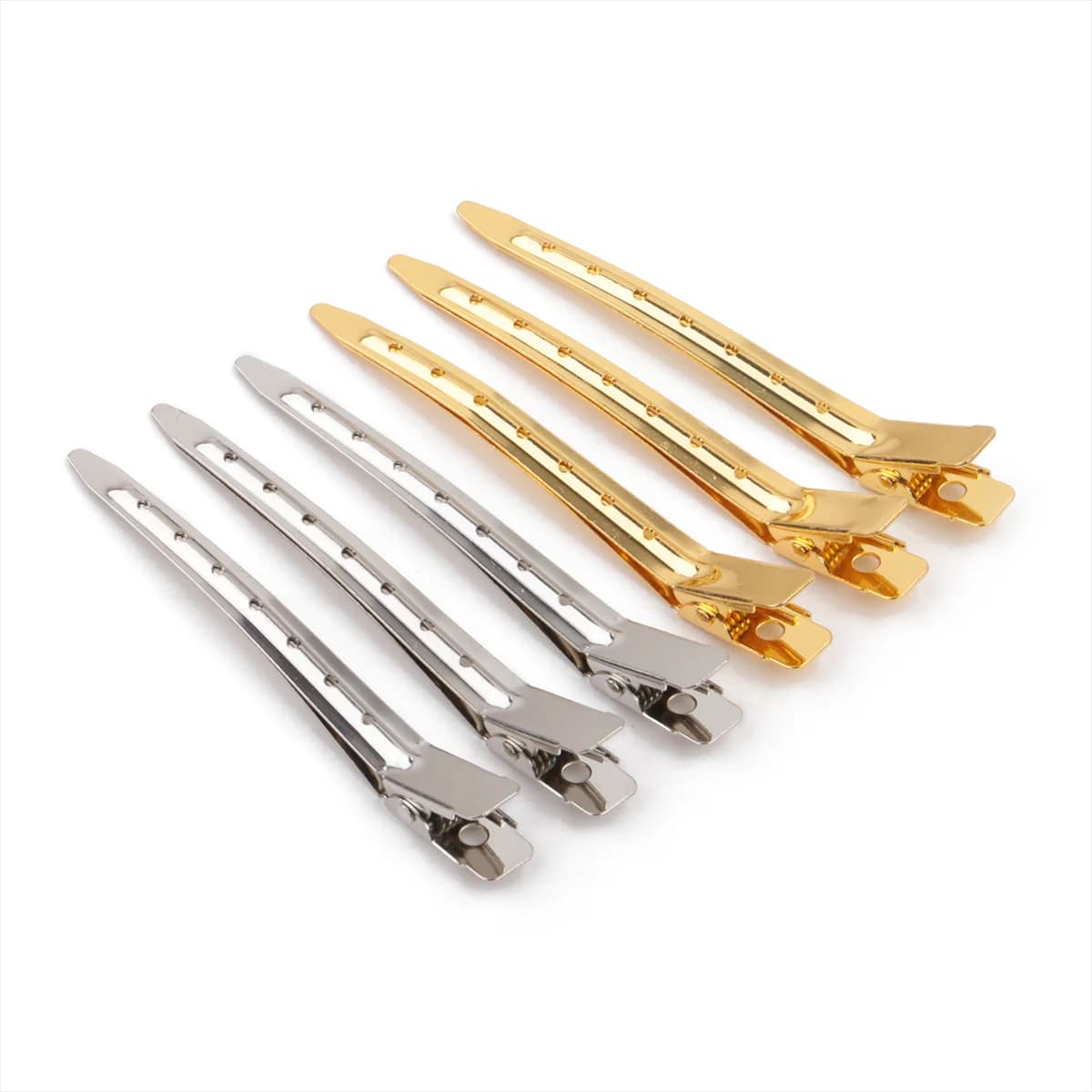 50 Pezzi/Confezione Clip per Sezionare Capelli Oro e Argento per Uso Professionale, Clip in Acciaio Inossidabile, Strumenti per Acconciature