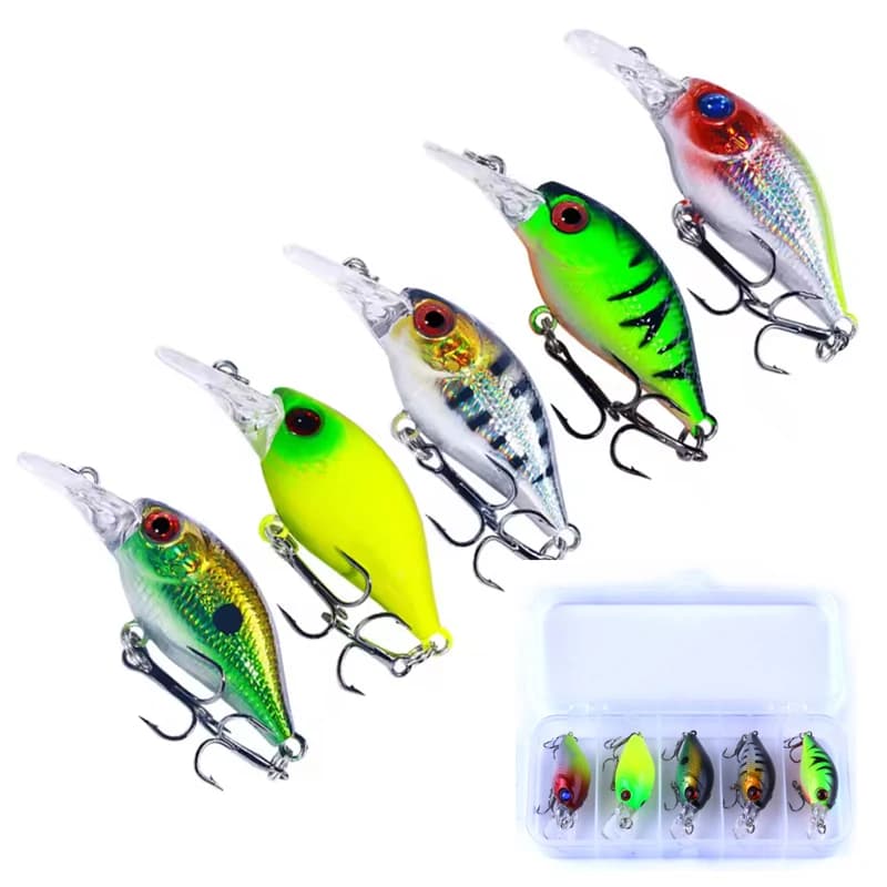 5 Pz Crankbait Rock Fish Bass Richiamo di Pesca Set 4.4g 5 cm Esche Artificiali Topwater Manovella Wobblers Per Luccio Crankbaits Pesca