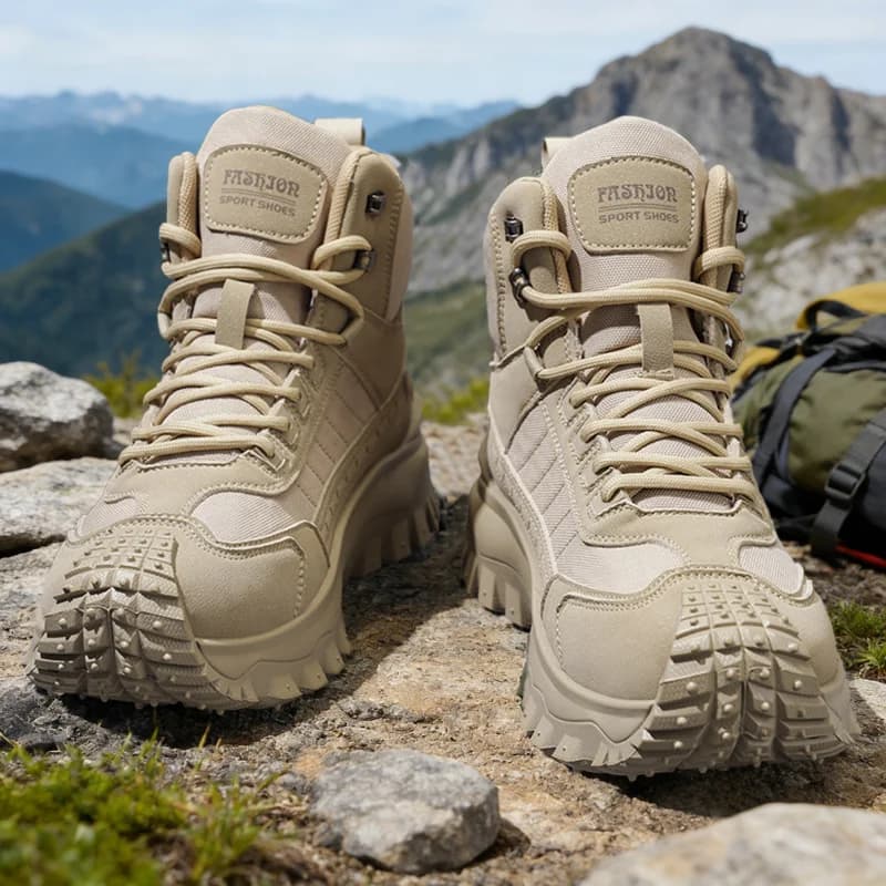 High-Top Outdoor Hiking Shoes for Men Non-Slip and Wear-Resistant Work Boots Soled Hiking Shoes Versatile for Autumn and Winter,