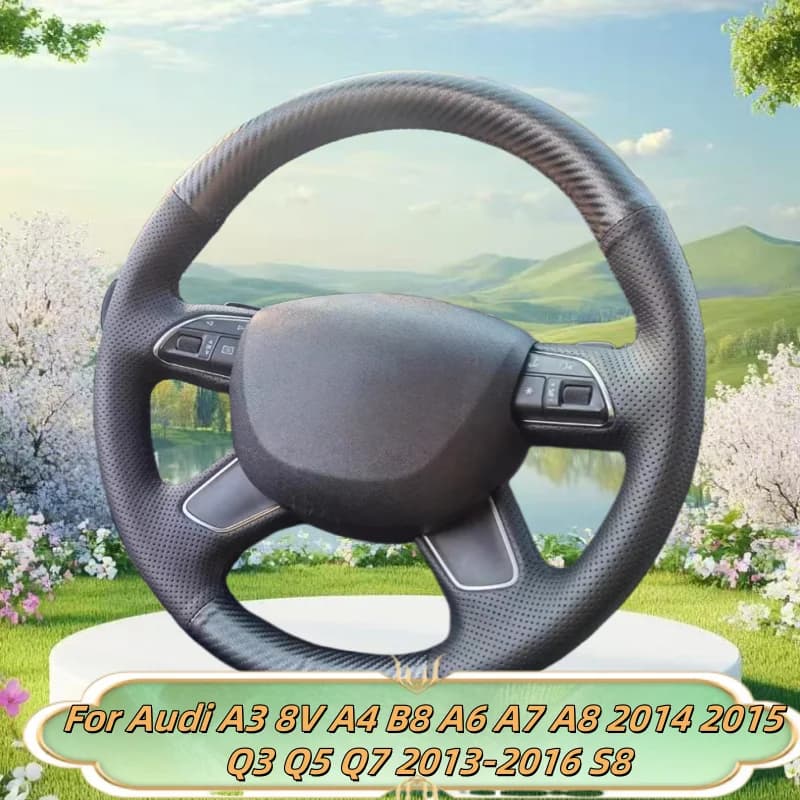 Coprivolante per auto cucito a mano in vera pelle per Audi A3 8V A4 B8 A6 A7 A8 2014 2015 Q3 Q5 Q7 2013-2016 S8 Accessori auto
