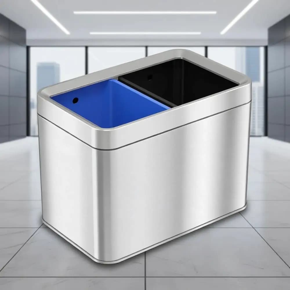 Cestino per Rifiuti in Acciaio Inox a Doppio Scomparto da 20L con Contenitore per Riciclaggio per Casa, Ufficio, Cucina e Altro