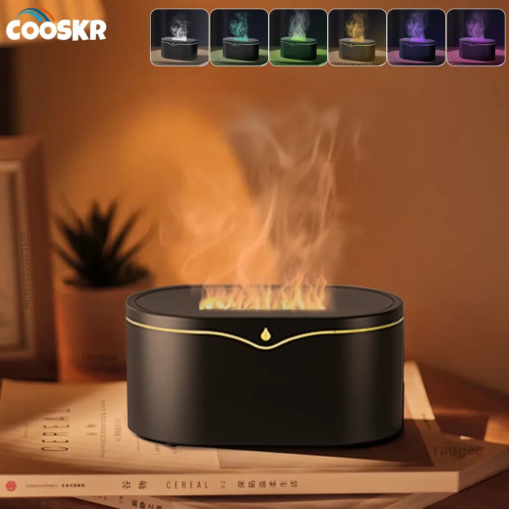 Umidificatore a fiamma Aroma Umidificatore Mini oli essenziali Umidificatori per diffusore di fragranze per aromaterapia domestica con luce a LED