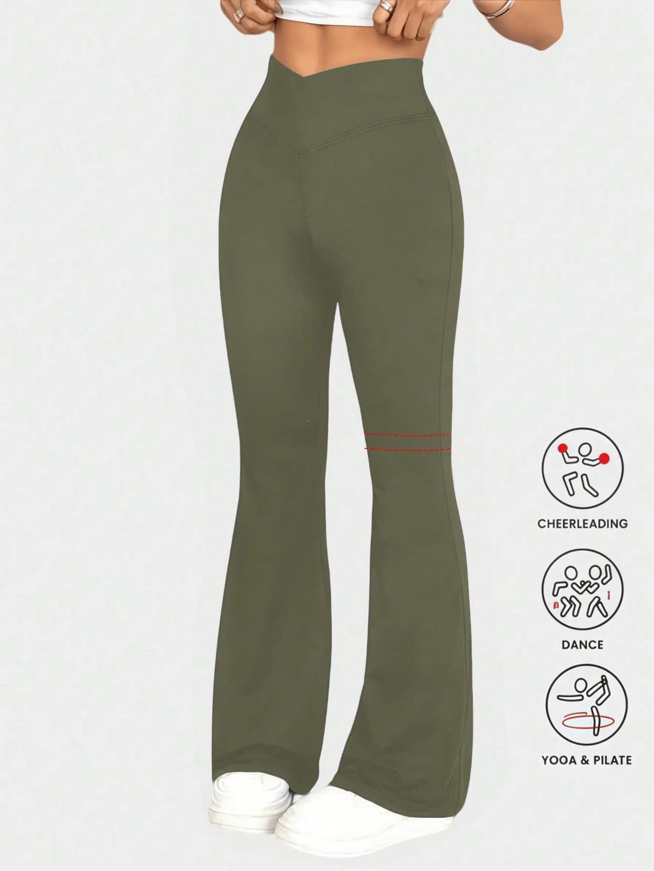 Pantaloni a vita alta con elastico incrociato e gamba svasata per donna, leggings da yoga e fitness