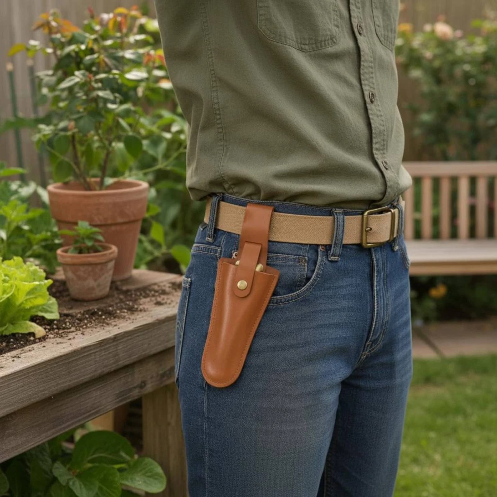 Fodero Portatile in Pelle per Forbici da Giardino, Custodia Protettiva Robusta per Attrezzi da Potatura per Lavori all'Aperto