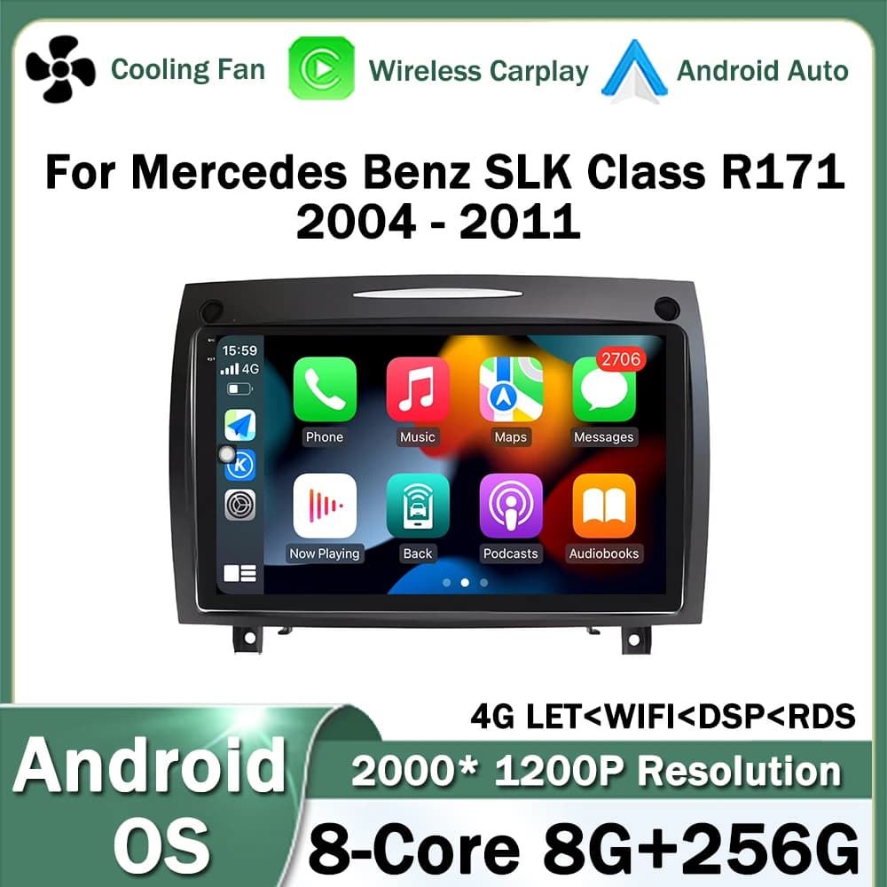 9 inch for Mercedes Benz SLK Class R171 2004 - 2011 Android OS Car Radio Multimedia Video Stereo Player Navigation GPS CarPlay