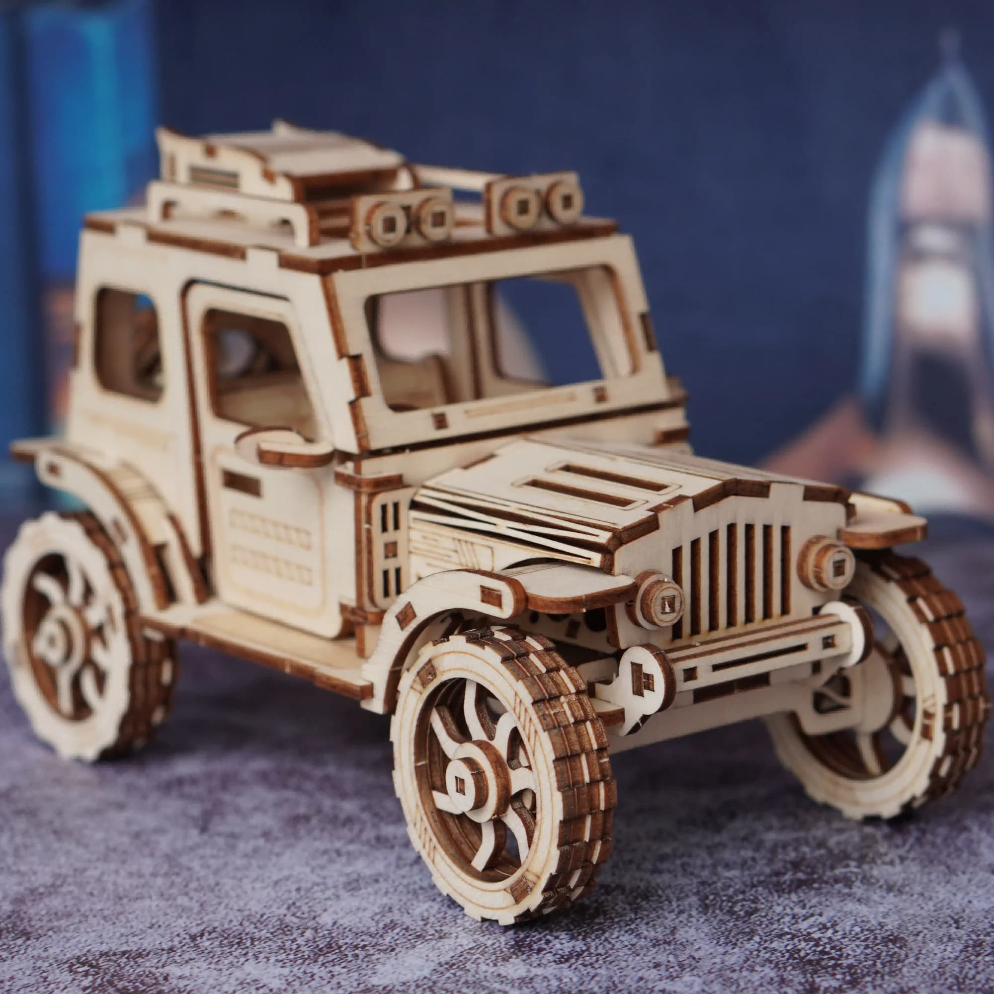 Puzzle in legno 3D modello di auto assemblaggio fai da te fatto a mano kit modello di veicolo fuoristrada ornamenti creativi per la decorazione della casa