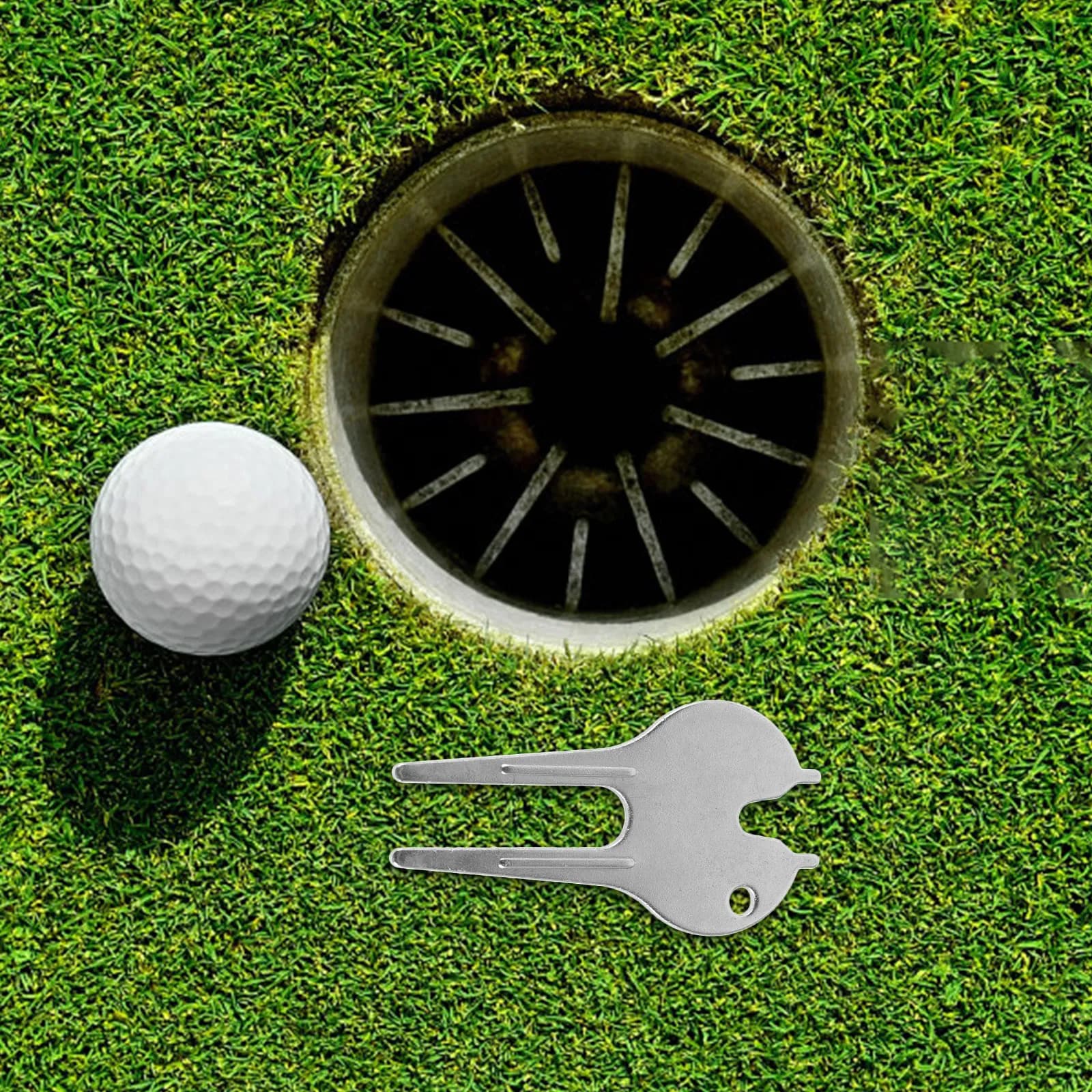 Set di 6 Forgiolini da Golf Portatili, Strumento di Riparazione Divot in Metallo Resistente all'Usura, Accessorio per Riparazione del Prato, Marcatore per Palline da Golf per Esterni