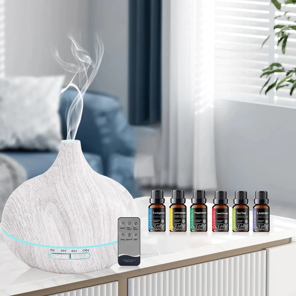 Per la casa aggiornato diffusore di olio aromatico di olio essenziale da 550ml vs Regular 300ml Design con finitura in legno Smart Remote 6 oli Premium Ult
