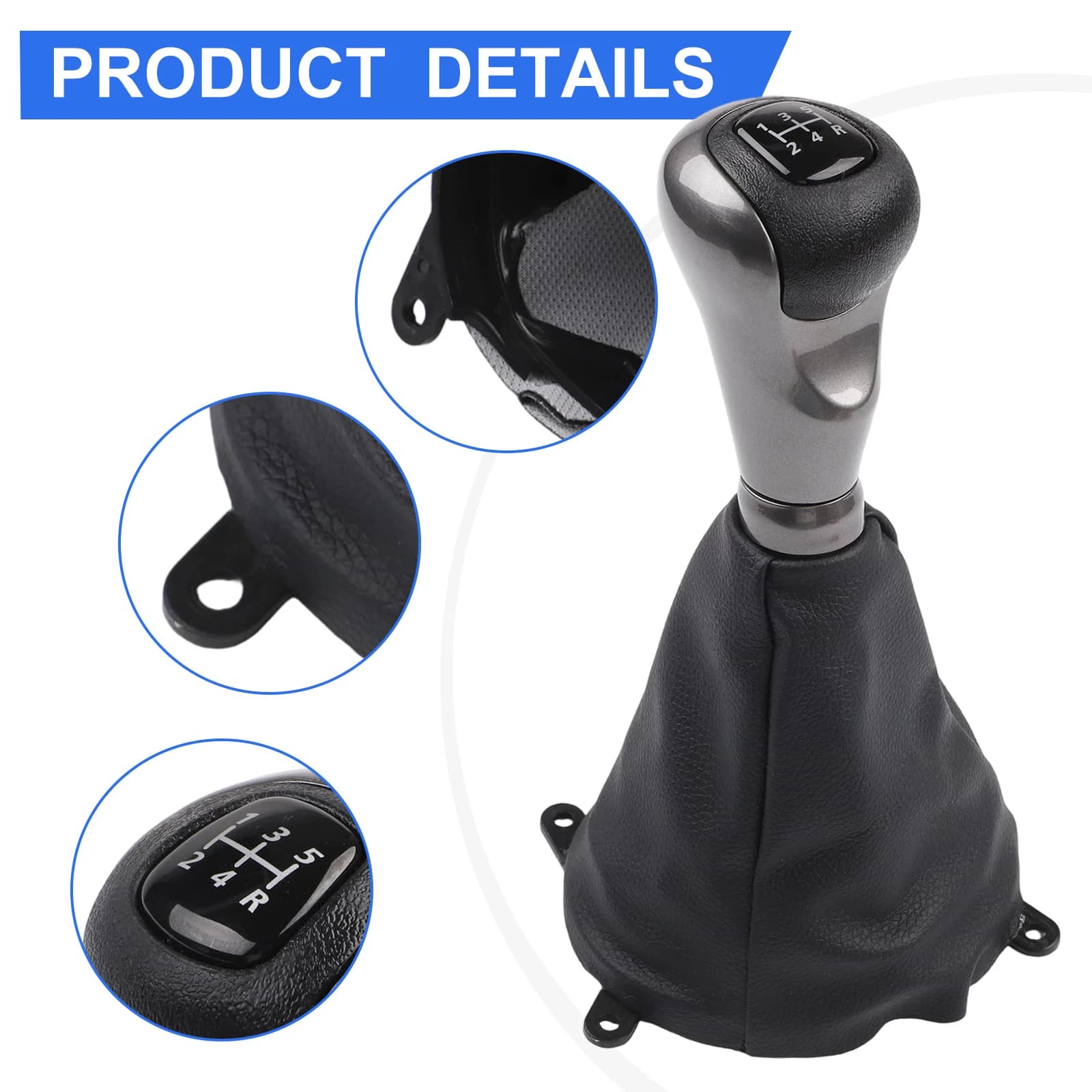 Pomello del cambio a 5 marce con cuffia 54102-SNA-A02 per Honda Civic 2006-2011, in pelle nera + ABS, ricambio diretto per interni