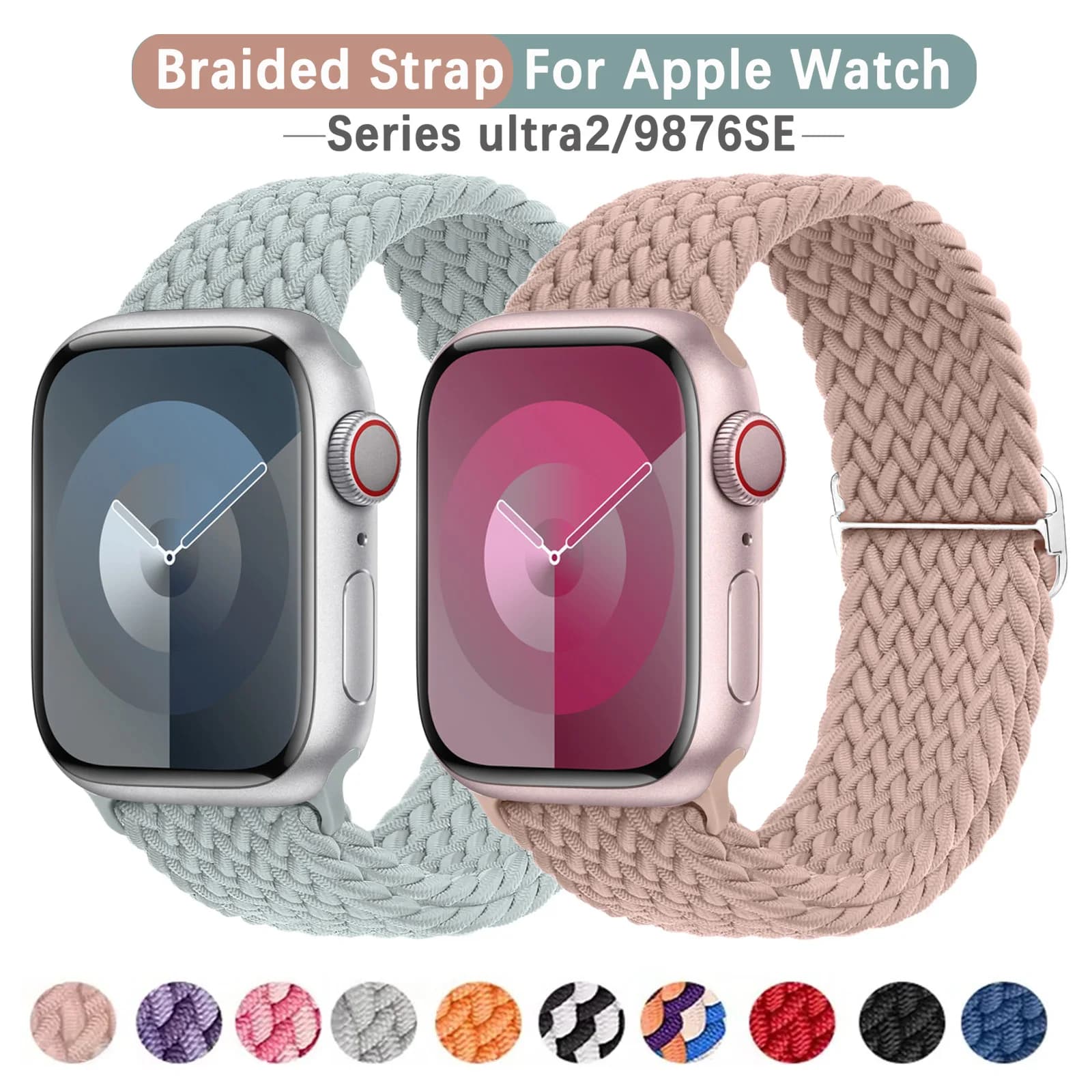 Cinturino intrecciato per cinturino Apple watch 40mm 41mm 44mm 45mm 49mm 38mm cinturino in Nylon elastico iWatch series se 3 5 6 7 8 9 Ultra Strap