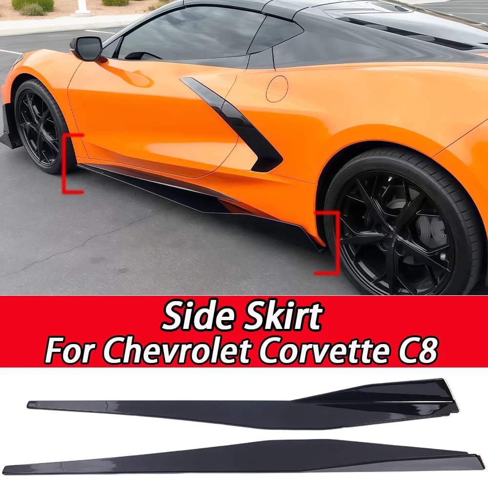 Per Chevrolet corvette C8 2020-2026 2025 In Fibra di Carbonio/nero Lucido Auto Minigonne Laterali Parti Body kit Spoiler Diffusore Splitter