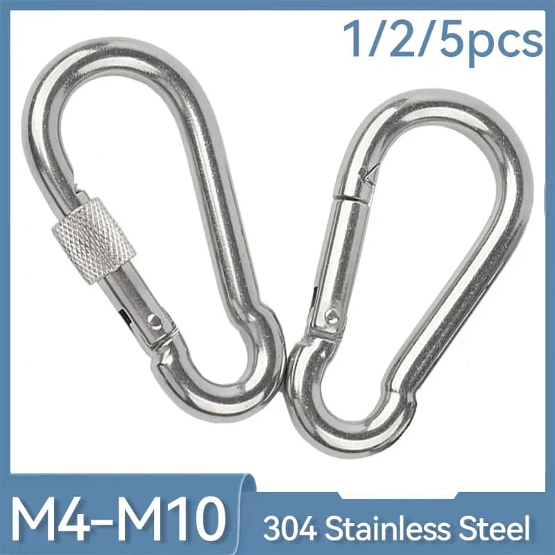 1/2/5 pezzi M4 M5 M6 M8 M10 304 moschettone a molla in acciaio inossidabile collegamento rapido anello di bloccaggio gancio a scatto grillo catena di fissaggio gancio