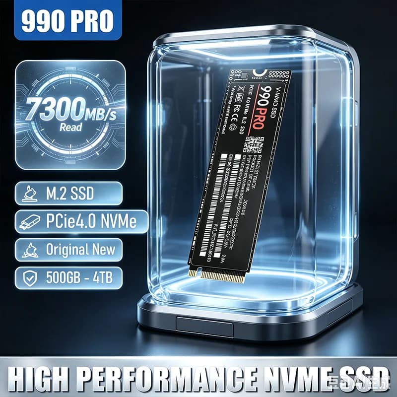 NEW 990 PRO NVMe M.2 SSD PCIe 4.0 max read 7300MBs 500GB 1TB 2TB 4TB internal drive for PS5 gaming laptops desktops low power