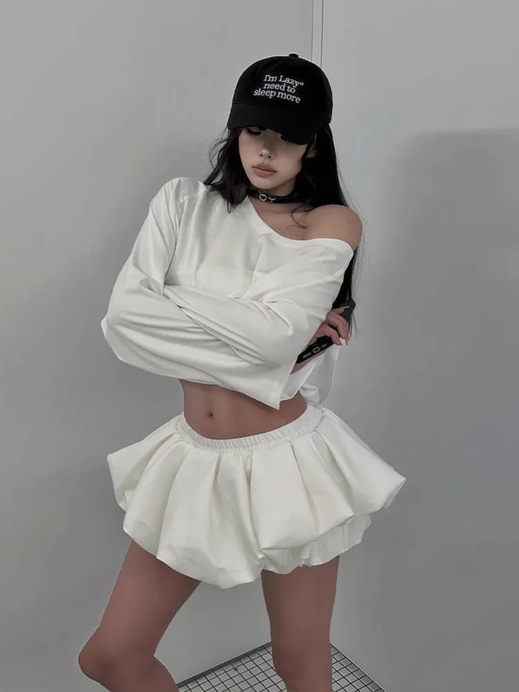 2025 Harajuku Fashion Design Casual Dresses Woman Casual Y2k Top + A-line Mini Shorts Gonna Low Waist Girls Spicy Streetwear Set