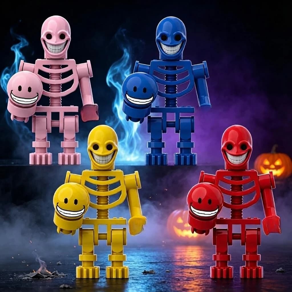 Colorful Articulated Skeleton MOC Building Blocks Horror Game Creative Verity Mini Plastic Dolls Model Toy Collectible Gift Fans