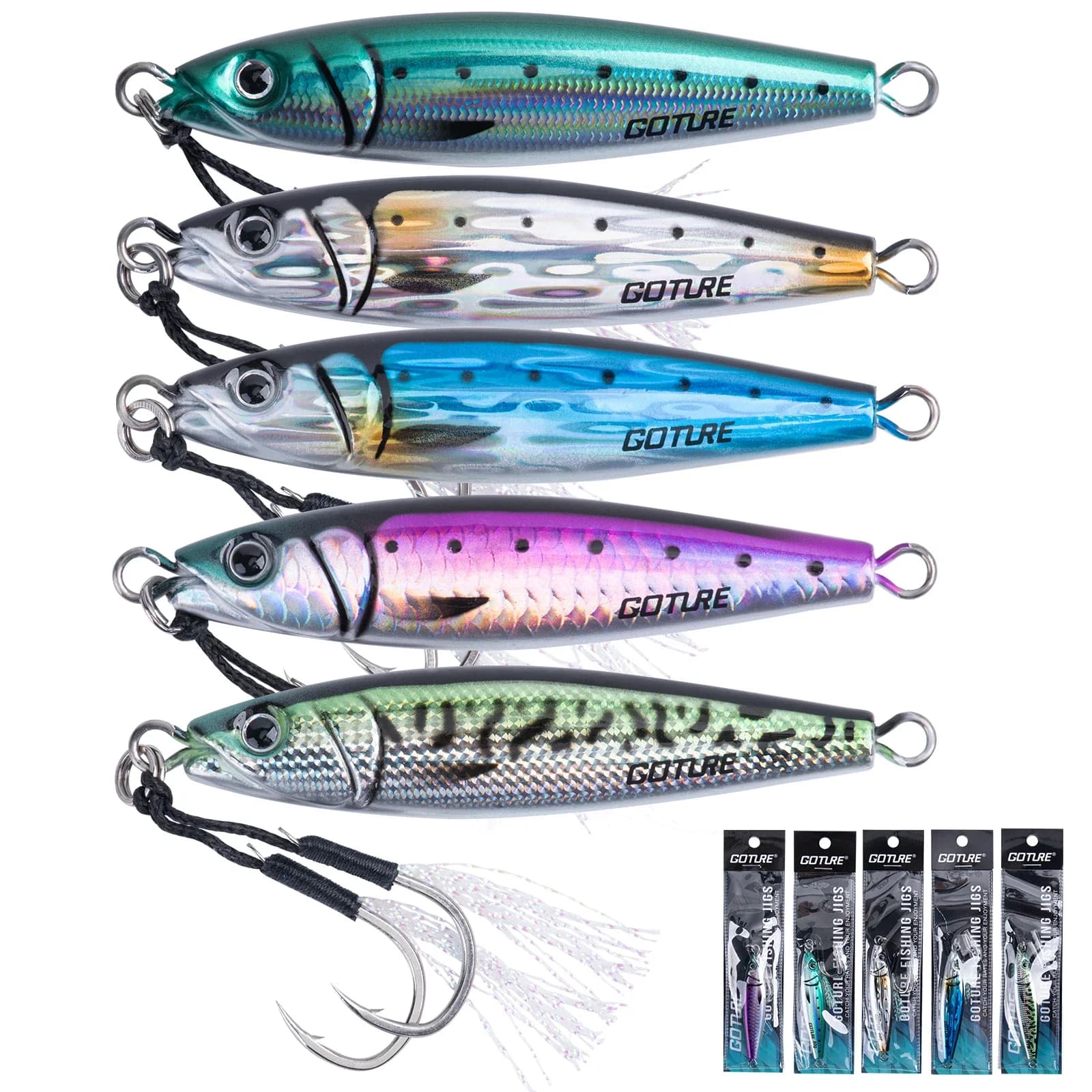 Esca Metallica Affondante Goture 60g 80g 100g 150g, Jig Verticale Grande per Pesca in Acque Profonde, Esca per Jigging in Acqua Salata, Esca Rigida