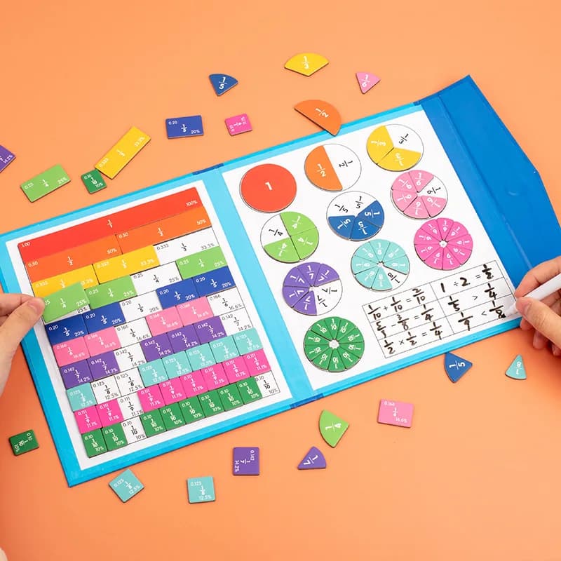 Libro di frazione magnetica in legno aritmetica apprendimento matematica giocattoli sussidi didattici Montessori per bambini giocattoli di natale regalo educativo