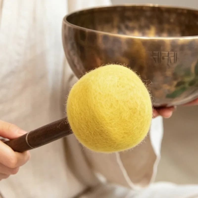 Wool Felt Singing Bowl Stick Wooden Handle Sound Bowl Knocking Sticks Handmade Colorful Percussion Instrument Accessories