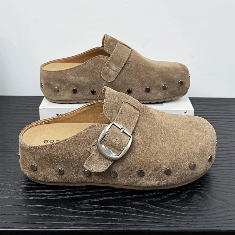 Women's Shoes Flats Casual Suede Leather Slippers 2026 Spring New flip flops Brand Comfort Dress Trend Women's Fashion Presents companies producing games