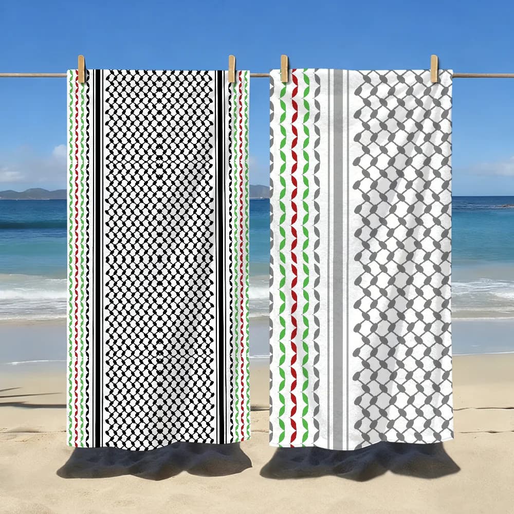 Telo mare grande e morbido in stile Keffiyeh palestinese, ad asciugatura rapida, ideale per viaggi, palestra, doccia, campeggio e sport.