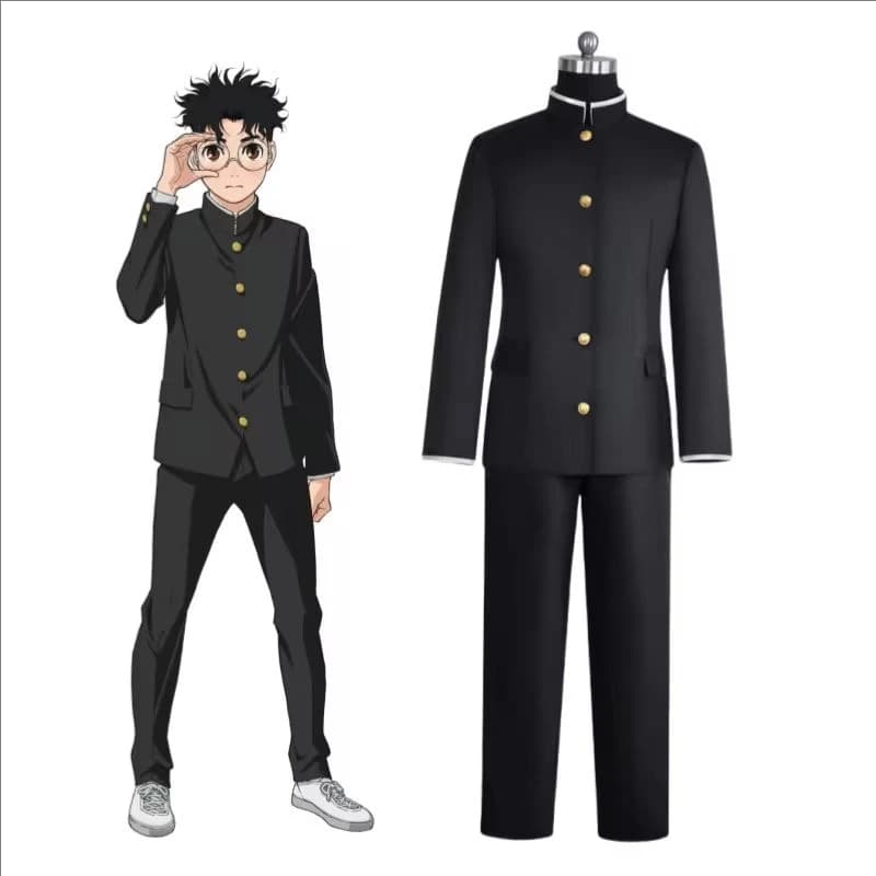 MEW Ken Takakura Cosplay Costume Anime Dandadan Okarun School Uniform Black Jacket Pants Gakuran Glasses Halloween Party Men