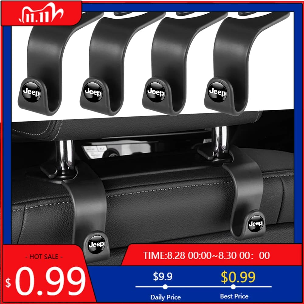 Portabicchieri 2/4 pezzi seggiolino auto poggiatesta gancio portaoggetti gancio sedile posteriore supporto organizzatore sedile automatico per Jeep Renegade Wrangler jk Comp