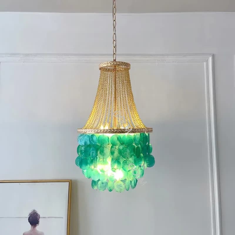 Minimalist Retro Wind Chime Light Led Pendant Lamp AC110V AC220V Natural Seashell Lampshade E14 Base Hanging Chandelier