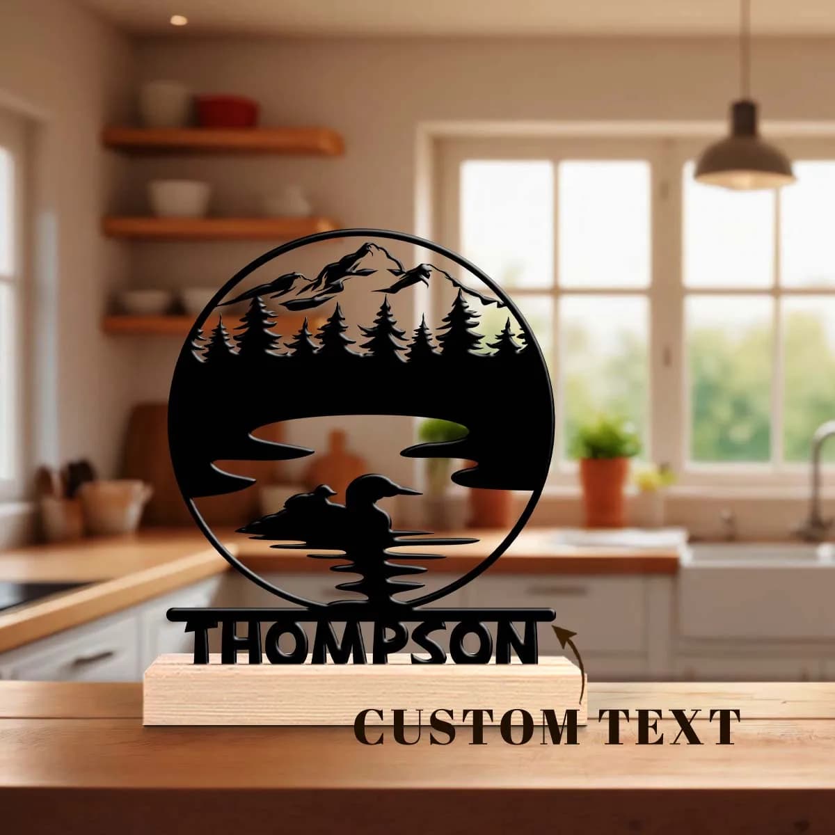 1pc Personalized Desktop Metal Ornaments Custom Content With Wooden Base Unique Desktop Decoration Custom Gifts
