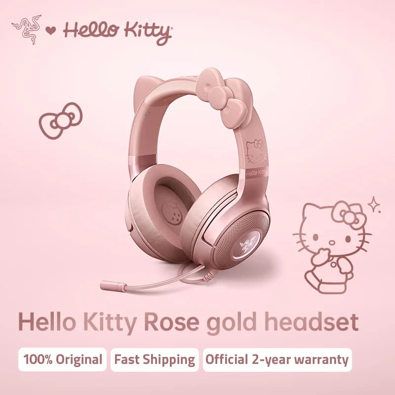 Cuffie da Gaming Over-Ear Razer Sanrio Hello Kitty Edizione Limitata Oro Rosa per PC