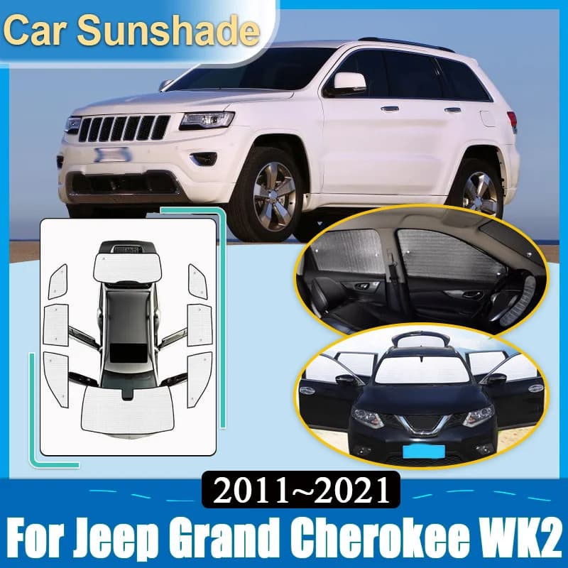 Accessori per Jeep Grand Cherokee WK2 2012-2021, Parasole Riflettente per Auto, Visiera, Copertura Parabrezza, Adesivi