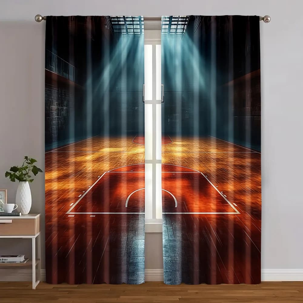 2 pezzi, tende e finestre Trattamento cannotta da basket con stampa 2D Versatile 100% poliestere (senza asta) Roba di liquidazione perfetta per