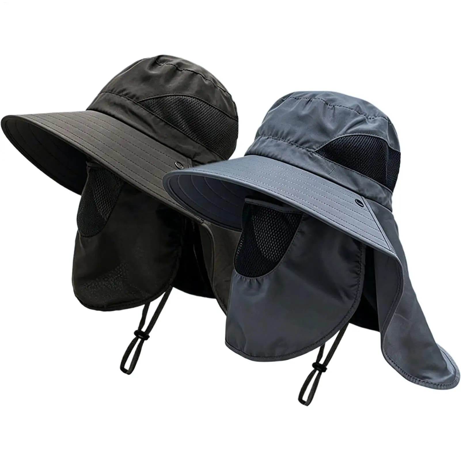 Cappello da Pesca UPF 50 per Uomo, Regolabile 56-60cm, con Protezione per il Collo, Cappello da Sole Traspirante e Leggero, Cappello Boonie per Escursionismo e Spiaggia