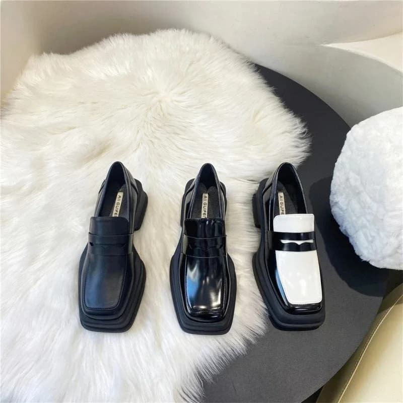 Scarpe da donna Mocassini con tacco basso Casual da donna Slip on Scarpe con punta quadrata Scarpe moda eleganti femminili Zapatillas Mujer 2025