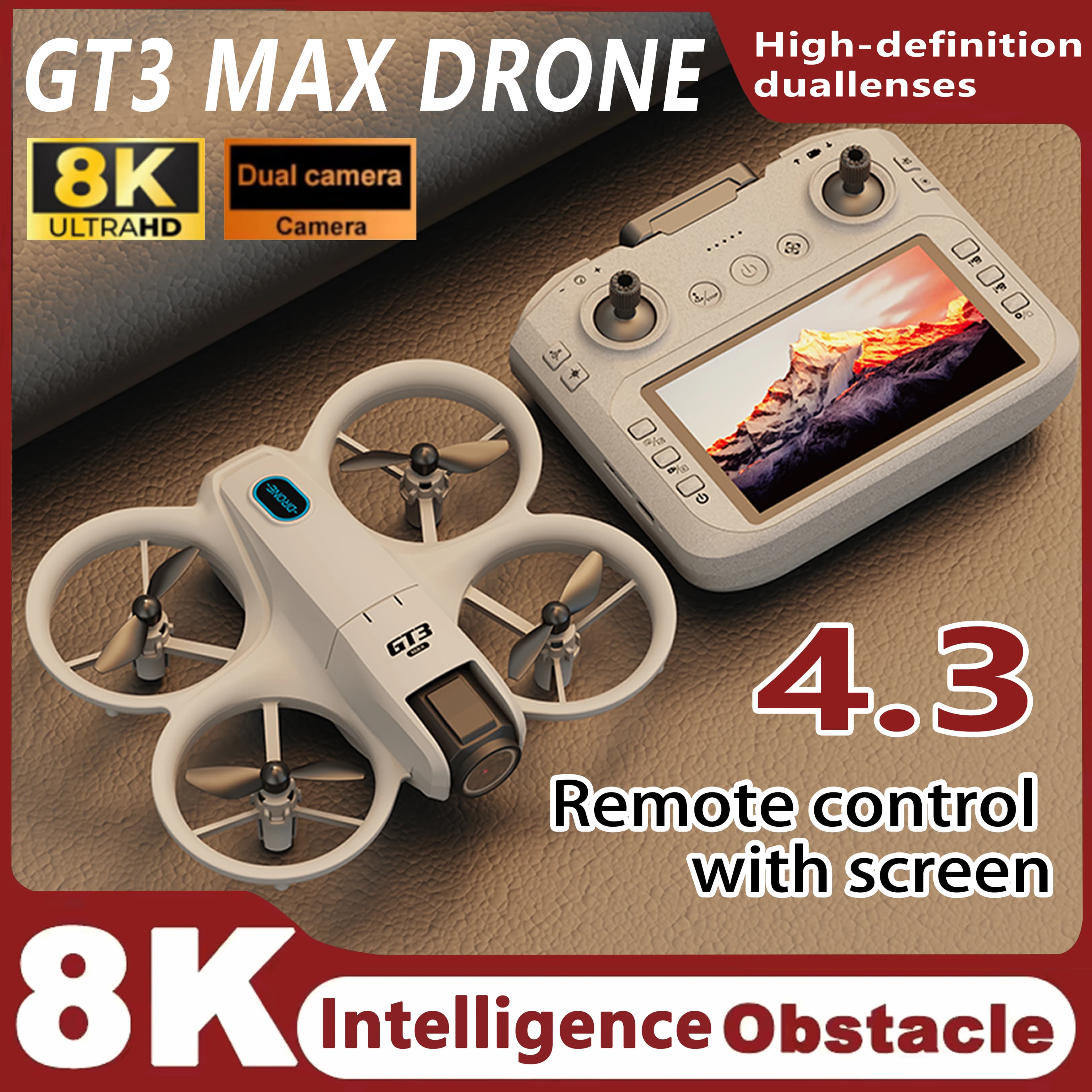 Nuovo Drone Originale GT3 MAX 2026, 8K Professionale, WIFI FPV, Evitamento Ostacoli, Posizionamento Ottico, Quadricottero RC, Giocattolo RC, Regalo