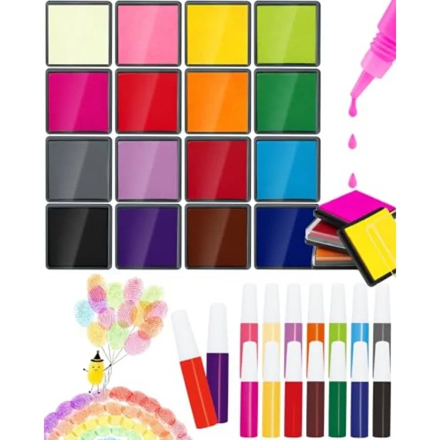 FIVEIZERO s Ink Pad Set for Stamps, 1.58"Professional Craft Ink Pads for Paper, Wood, Fabric, Large Ink Pad Stamps for DIY, Scr