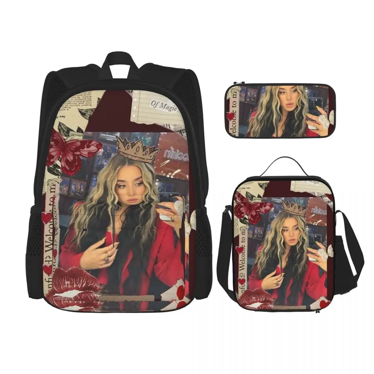 Spanish Lola Indigo Backpacks Kids Bookbag School Bags Rucksack Lunch Bag Pen Bag Three-Piece Set