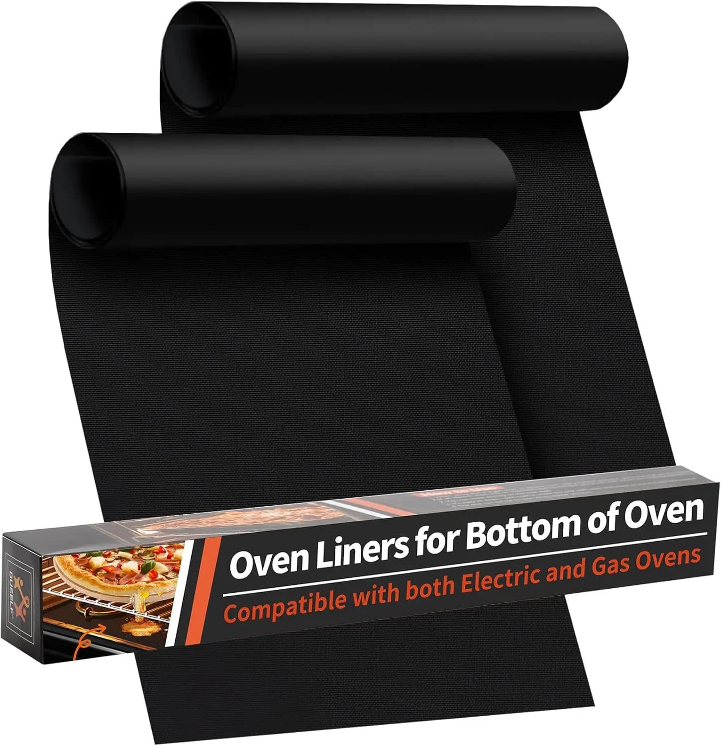 Heavy Duty Oven Mats, 17x25 Reusable Non-Stick, BPA Free, Black 2 Pack