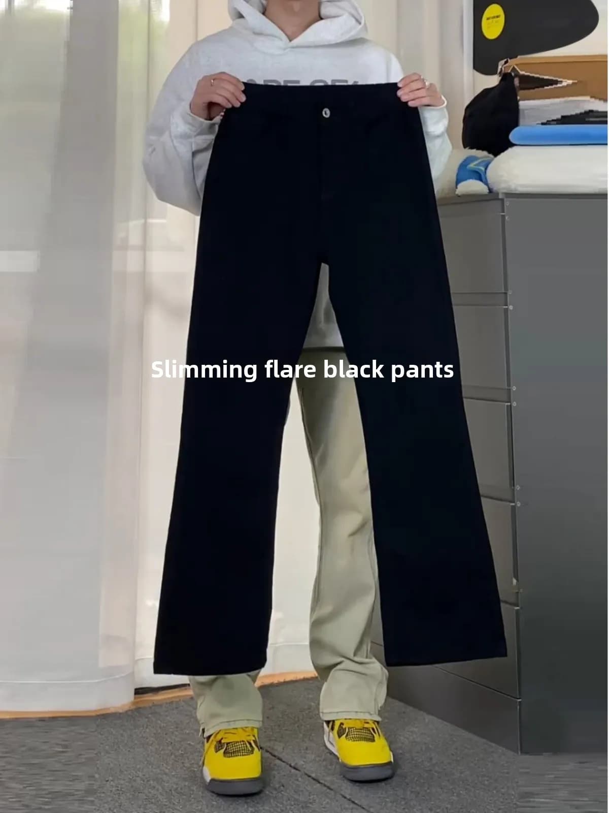 Jeans slim fit da uomo con fodera Cleanfit Bla Fce, stile American High Street, modello Knife Bootcut, tendenza giovanile, abbigliamento primaverile.