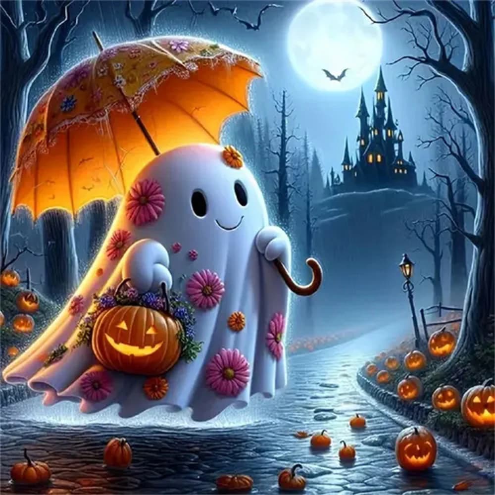 Notte Fantasma Pittura Diamante Pieno Quadrato Rotondo Mosaico Cartone Animato Decorazione della Camera dei Bambini di Halloween