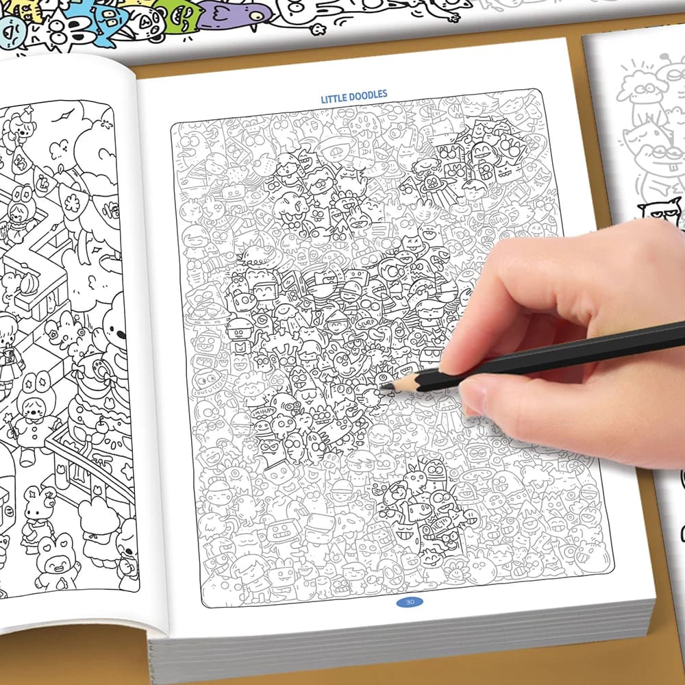 Little Doodles Sketch Trace & Coloring Book with 5000+ Cute Cartoon Icons, Stress Relief Leisure Doodle Drawing Activity Book