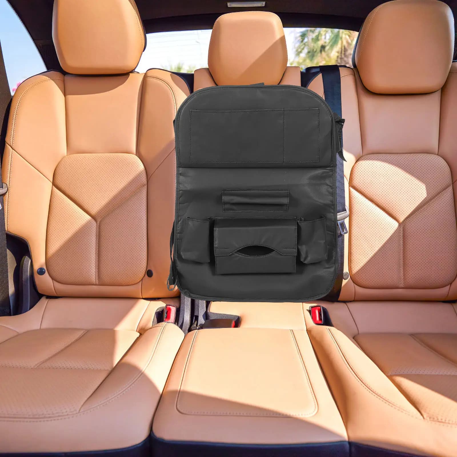 Organizer per Sedile Posteriore Auto con Vassoio, Robusto Portaoggetti in PU per Sedile Posteriore Auto, per Tazze, Telefoni, Tablet, Vassoio Auto per Famiglia