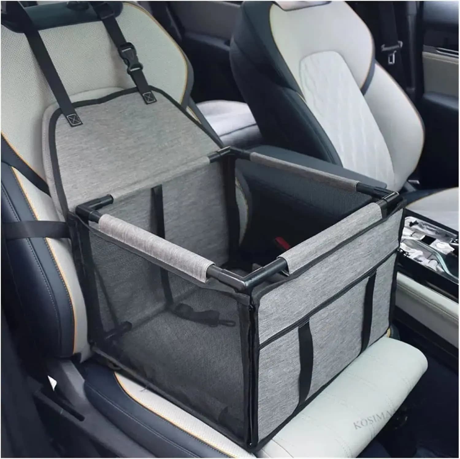Seggiolino Auto per Cani da Viaggio Impermeabile, Cesta Rialzata per Animali Domestici, Borsa di Sicurezza per Sedile Centrale Auto per Cani e Gatti