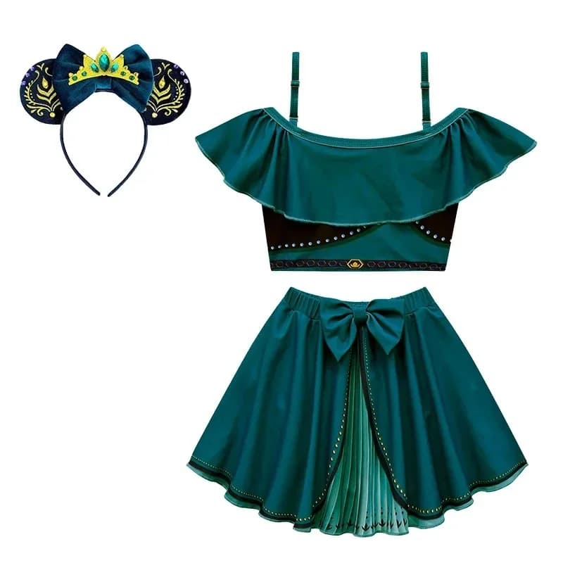 Premium Cosplay Outfit Swimsuit Snow Queen Elsa Anna Princess Swimwear ren One-pieces Rapunzel Melinda Tiana Swimming Bikinis